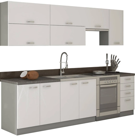 Sada kuchyňského nábytku Bianka 260 cm lesklá čela jedinečný styl skříněk bude ladit s interiérem každé kuchyně