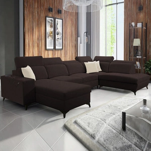 Kelly Elegantní VI rohová pohovka s funkcí spaní hnědá levá strana moderní designová rohová pohovka do obývacího pokoje s nastavitelnými opěrkami hlavy
