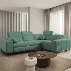 Rohová sedací souprava s funkcí spaní Penejos II zelená pravá rohová sedací souprava se zásobníkem na lůžkoviny pro každodenní pohodlí při lenošení