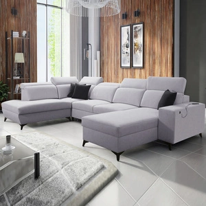 Kelly Sleek VI šedá jasanová pravá rohová sedačka s funkcí spaní moderní designová rohová sedačka do obývacího pokoje s nastavitelnými opěrkami hlavy