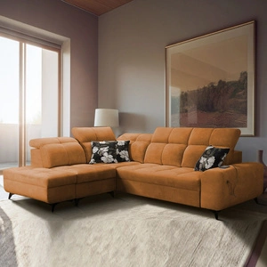 Rohová sedací souprava s funkcí spaní Buffalo VII honey levá stylová rohová sedací souprava s kontejnery na lůžkoviny velurová tkanina