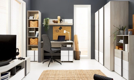 Šatní skříň Remona 150 cm dub wilton bílá / bílá ideální šatní skříň se zásuvkami do pokoje pro mládež použitelný a prostorný moderní design