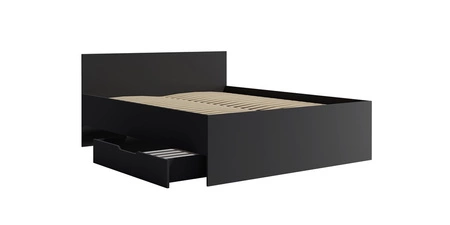 Postel Maxione 160x200 cm černá úložný prostor na lůžkoviny v podobě výsuvné zásuvky ideální postel do ložnice vysoké pohodlné čelo