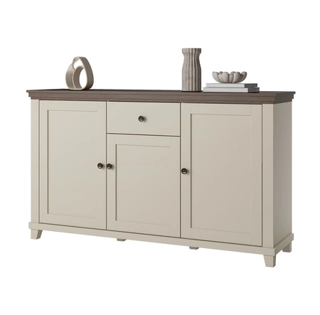 Komoda Evora 160 cm béžová / dub dunin funkční ideální pro moderní klasické a skandinávské interiéry