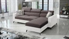 Rohová sedací souprava s funkcí spaní Savona hnědá / bílá pravá elegantní rohová sedací souprava s nastavitelnými opěrkami hlavy dekorativní prošívání 