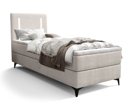 Kontinentální postel Norco 90x200 ecru Stylová postel s osvětlením kontejneru na ložní prádlo v čele postele je jedinečná