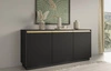 Komoda Imperial 154 cm černá moderní design elegantní komoda s frézovanými čely a kartáčovanými zlatými úchyty