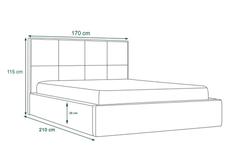 Čalouněná postel Bauru 160x200 modrá s úložným boxem v moderním skandinávském stylu s prošívaným podhlavníkem s krystaly
