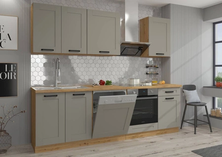 Sada kuchyňského nábytku Linosa 250 cm skříňky vypadají skvěle v moderních i klasických interiérech
