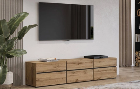 TV skříň Cross 180 cm dub wotan moderní design ideální skříň do obývacího pokoje a zasedací místnosti geometrický tvar
