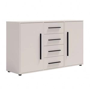 Komoda Maxione 150 cm béžová elegantní a univerzální styl komody do ložnice nebo obývacího pokoje vkusné černé úchyty