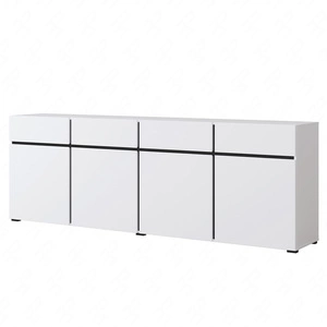 Komoda Cross 225 cm bílá jednoduchý tvar v moderním designu ideální komoda do obývacího pokoje nebo ložnice geometrický tvar