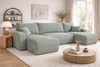 Rohová sedací souprava s funkcí spaní Fiesta U světle šedá stylová rohová sedací souprava se zajímavým tvarem odolná manšestrová látka nádoba na lůžkoviny