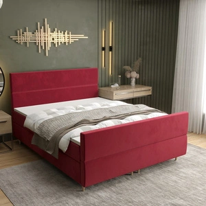 Vínová kontinentální postel Benet 160x200 v moderním skandinávském stylu s výrazným čelem a nohou