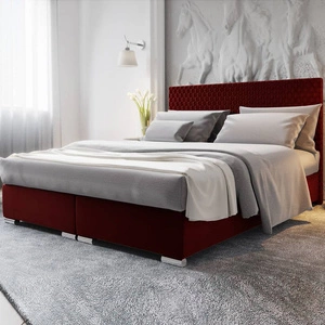 Vínová kontinentální postel Fargo 180x200 v moderním skandinávském stylu s výrazným čelem