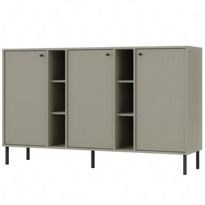 Komoda Kioto II 158 cm eukalyptus moderní design jednoduchý tvar obohacený černými úchyty stabilní kovová základna