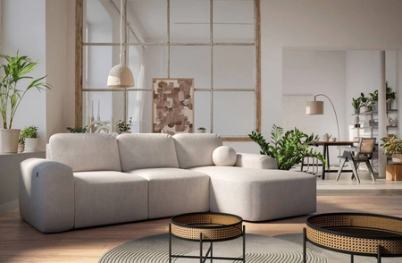 Rohová pohovka s funkcí spaní Arbon béžová pravý roh moderní design s výrazným tvarem měkká látka