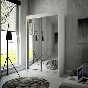 Posuvná šatní skříň Avila 120 cm bílá ergonomická a velmi funkční šatní skříň v moderní podobě s geometrickými tvary