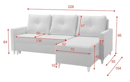 Rohová sedací souprava s funkcí spaní Terni grafit pravý roh praktická a funkční rohová sedací souprava vybavená prostornými nádobami na lůžkoviny
