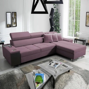 Rohová rozkládací pohovka Dafni heather velvet pravá strana pohodlí a funkčnost při každodenním odpočinku