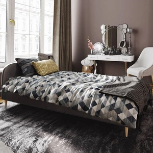 Čalouněná postel Ivrea 90x200 v grafitové barvě s čelem v moderním stylu ideální do pokoje pro mladé nebo malé ložnice