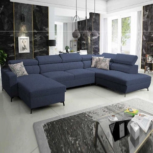 Rohová sedací souprava s funkcí spaní Savona VI navy blue levá elegantní a pohodlná rohová sedací souprava do obývacího pokoje se dvěma kontejnery na lůžkoviny
