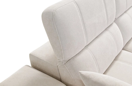 Rohová pohovka s funkcí spaní Penejos VII šedá pravá rohová stylová pohovka s úložným prostorem na lůžkoviny pohodlné nastavitelné opěrky hlavy