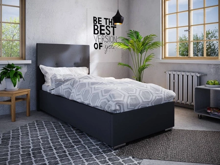 Černá čalouněná postel Burgos 90x200 s moderním čelem ideální do pokoje pro mladé nebo malé ložnice
