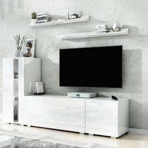 Oropos bílá / bílý lesk Univerzální a stylová nástěnná skříňka do obývacího pokoje Jednoduché skříňky zapadající do každého interiéru