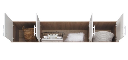 Nástavec na šatní skříň Caspe 200 cm dub řemeslný moderní design povrchová úprava ABS a černé úchytky