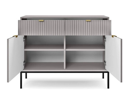 Šedá zásuvková komoda Lovro 104 cm Moderní design potěší milovníky osobitých interiérů