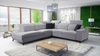 Kelly Sleek IX šedá jasanová levá rohová pohovka s funkcí spaní s pohodlnými područkami a nastavitelnými opěrkami hlavy