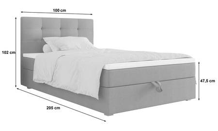 Kontinentální postel Flint 100x200 černá v moderním skandinávském stylu s čalouněným čelem postele s úložným boxem