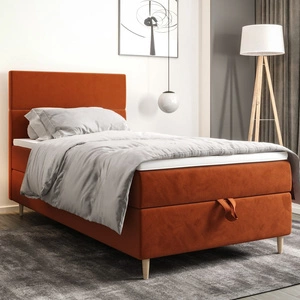 Kontinentální postel Bing 100x200 cihla moderní skandinávský styl s čalouněným čelem postel s úložným boxem