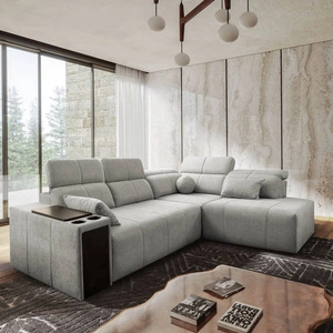 Rohová sedací souprava s funkcí spaní Tesalia VII šedý jasan pravý roh moderní design pohodlné posuvné opěradlo zásuvka v boku nábytku