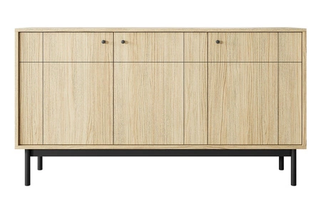 Komoda Modesta 154 cm dub linea jednoduchý design ideální komoda do obývacího pokoje nebo ložnice v japonském stylu vysoké dřevěné nohy