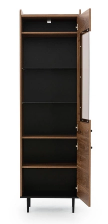 Vitrína Apallo 60 cm dub brandy castello originální design masivní set na kovových nohách prvky z bezpečného tvrzeného skla