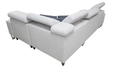 Rohová sedací souprava s funkcí spaní Dafni II levandulově růžová / bílá pravoúhlá rohová sedací souprava s úložnou zásuvkou na lůžkoviny v bočnici