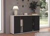 Komoda se zásuvkou Senja 140 cm bílá / černá elegantní design dekorativní drážkované čelo s kovovou rukojetí