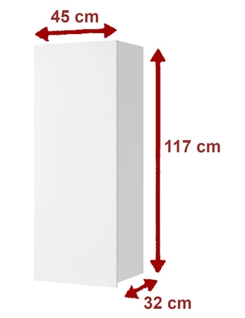 Nástěnná skříňka Apulia 45 cm černý lesk minimalistický design stylová vitrína do obývacího pokoje jednoduchý design, který se hodí do každého interiéru