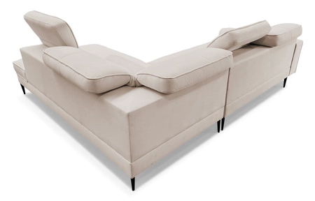 Rohová sedací souprava Samos béžová pravý roh moderní design jednoduchý a stylový design, který se hodí do každého interiéru nastavitelné opěrky hlavy