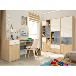 Nábytková sestava Cary dub biskvit / bílá / beton ideální do pokoje pro mladé v módním stylu