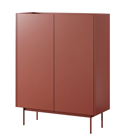 Vellore 97 cm vysoká komoda cihlová elegantní komoda se sníženou horní deskou v dubovém odstínu kovové nohy bez úchytek čela