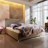 Čalouněná postel Hernani 180x200 tmavě béžová s čelem v moderním stylu ideální do ložnice
