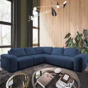 Rohová rozkládací pohovka s funkcí spaní Bovec III modrá levá mimořádně stylová rohová rozkládací pohovka ideální do prostorného obývacího pokoje