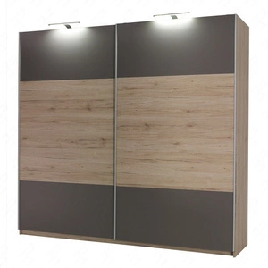 Posuvná šatní skříň Dione 225 cm san remo light / ash moderní design a povrchová úprava ABS ideální skříň do ložnice nebo šatny