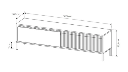 RTV skříňka Sesti 187 cm béžová originální design skříňka na TV v průmyslovém stylu ideální skříňka pro odvážné aranžmá