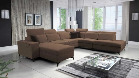 Kelly Sleek X pohovka na spaní světle hnědá levá extrémně elegantní rohová pohovka do obývacího pokoje s nastavitelnými opěrkami hlavy