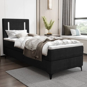 Kontinentální postel Norco 90x200 černá Stylová postel s úložným prostorem na lůžkoviny Osvětlení v čele postele dodává jedinečný nádech