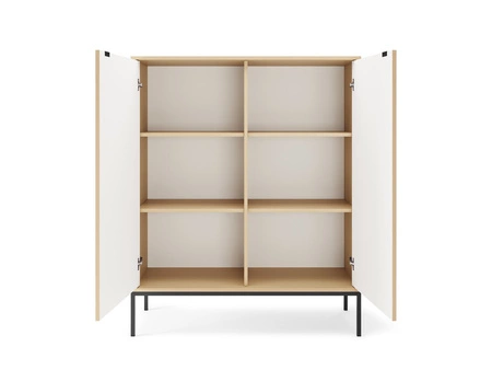 Designová obývací stěna Lovro dub vicenza Dekorativní drážkované fronty na kovovém podstavci